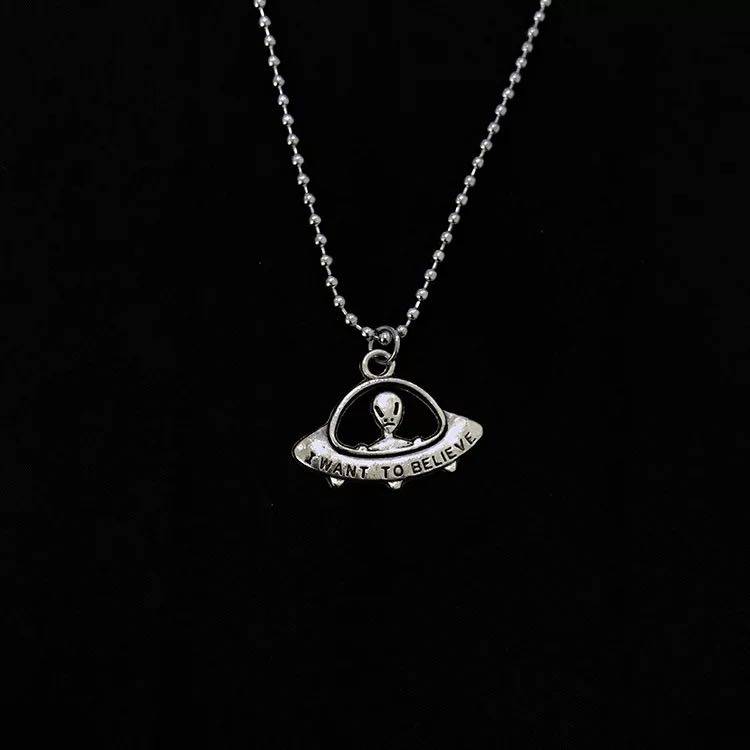 Earth Cool Trampoline Single Alien Spaceship Takes Me Away Necklace Street Tide Earth Cool Original Juku