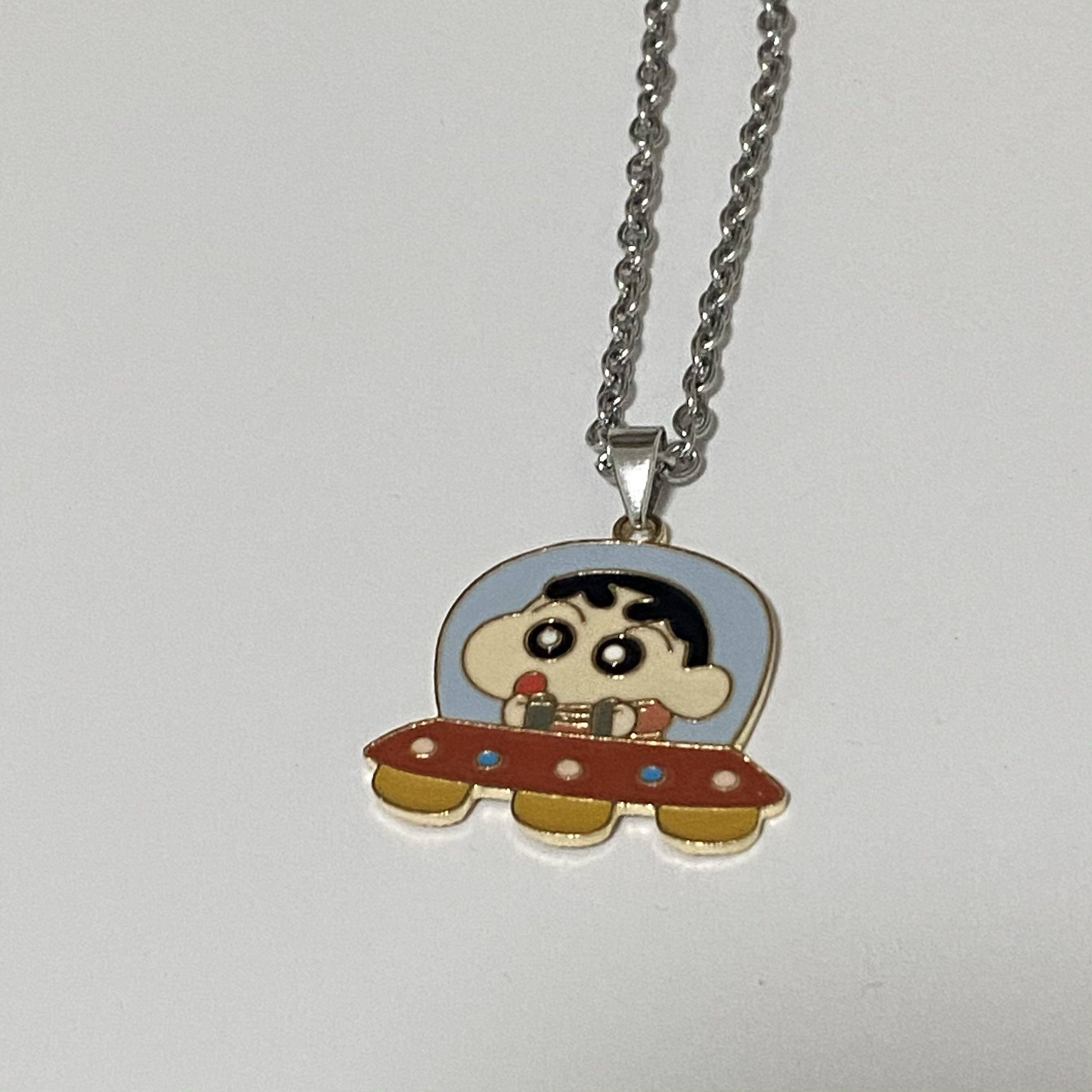Soul Friend Crayon Shinchan Alien Spaceship Cute Cartoon Pendant Clavicle Chain Necklace