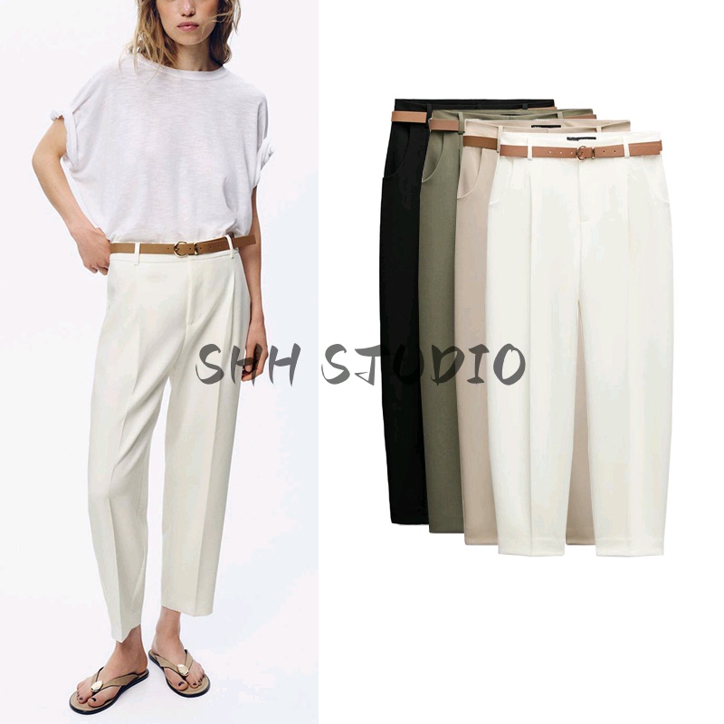 Spring New Women's Clothing, Work Casual, Multi-Color Optional Belt, High-Waisted, Ankle-Length, Elegant Pleated Pants 9929022 Spring New Women's Clothing, Work Casual, Multi-Color Optional Belt, High-Waisted, Ankle-Length, Elegant Pleated Pants 9929022