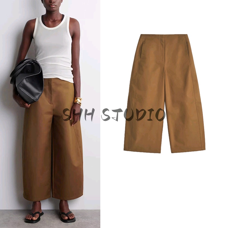 Summer New Women's Clothing European and American Style Casual Fit Barrel-Shaped Blended Ankle-Length Pants 1283311