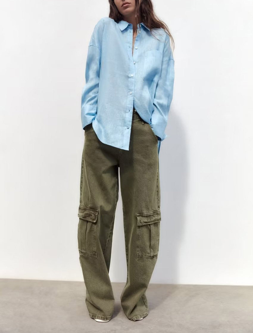 315g Weight Long Sleeve Sleeve Length Single Breasted Placket Type Regular Sleeve Sleeve Type Cotton and Linen Fabric Type Long Top Length Blouse Tops Type Daily Occasion Shirt Collar Neckline Loose Fit Type Solid Color Pattern Summer, Spring Season Women's Gender Casual Style Wholesale Women's Casual Solid Color Long Sleeve Blouses 5