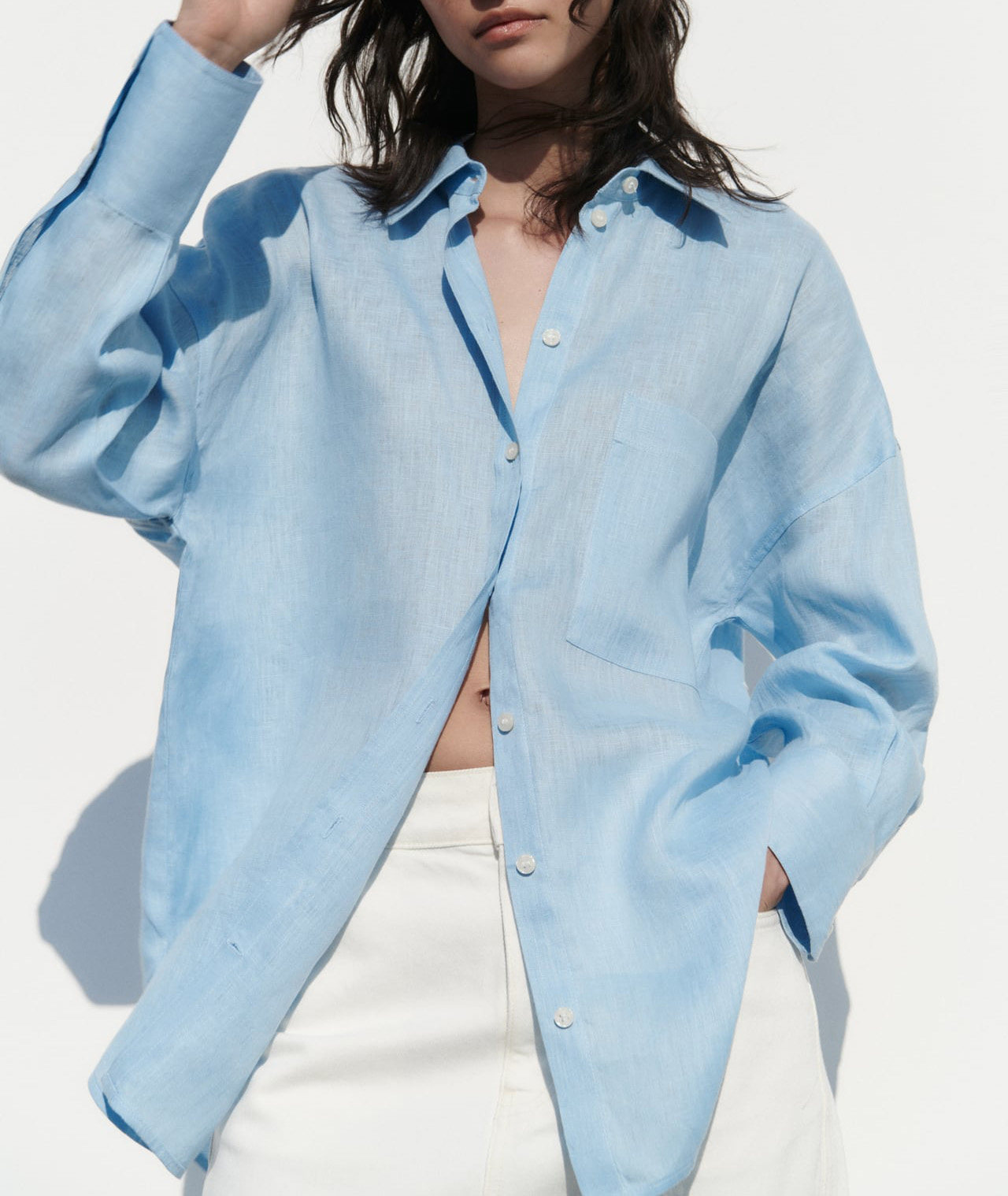 315g Weight Long Sleeve Sleeve Length Single Breasted Placket Type Regular Sleeve Sleeve Type Cotton and Linen Fabric Type Long Top Length Blouse Tops Type Daily Occasion Shirt Collar Neckline Loose Fit Type Solid Color Pattern Summer, Spring Season Women's Gender Casual Style Wholesale Women's Casual Solid Color Long Sleeve Blouses 8