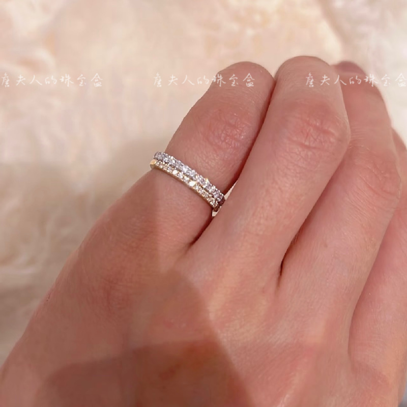 Super Beautiful Tail Ring! D Color Moissanite Diamond Classic Full-Circle Fine-Set Diamond Ring in Three Colors, Versatile for Stacking