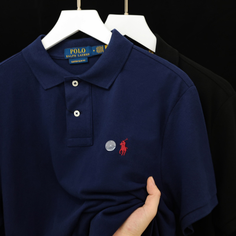 Authentic American Polo Ralph Lauren Short-Sleeved Polo Shirt with Pony Logo for Men, Slim Fit