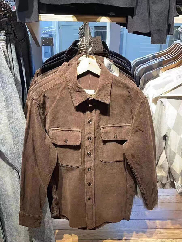 Bm Official Website Li Xirui's Same Style Lapel Retro Versatile Corduroy Long-Sleeve Jacket for Women, Autumn and Winter Loose Casual Jacket