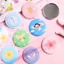 Korean fashion cute mini cartoon small round mirror portable makeup glass mirror creative round portable Princess Mirror