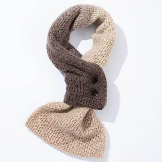 Three-Color Gradient Warm Knitted Pure Cashmere Scarf, Soft and Luxurious, Thickened for Warmth, Unisex for Winter