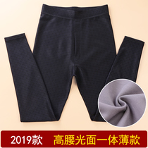  Spring and autumn young and middle-aged single-piece mens Gao Shi waist slim stretch warm pants thin brushed glossy panties autumn pants