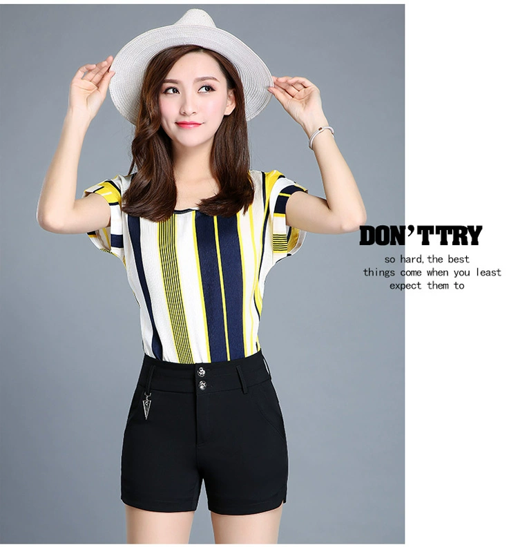 Mùa xuân mẫu cao eo XL thun thun nữ mỏng trung niên phù hợp với quần short giản dị chia bên ngoài mặc quần mẹ quần áo nữ đẹp