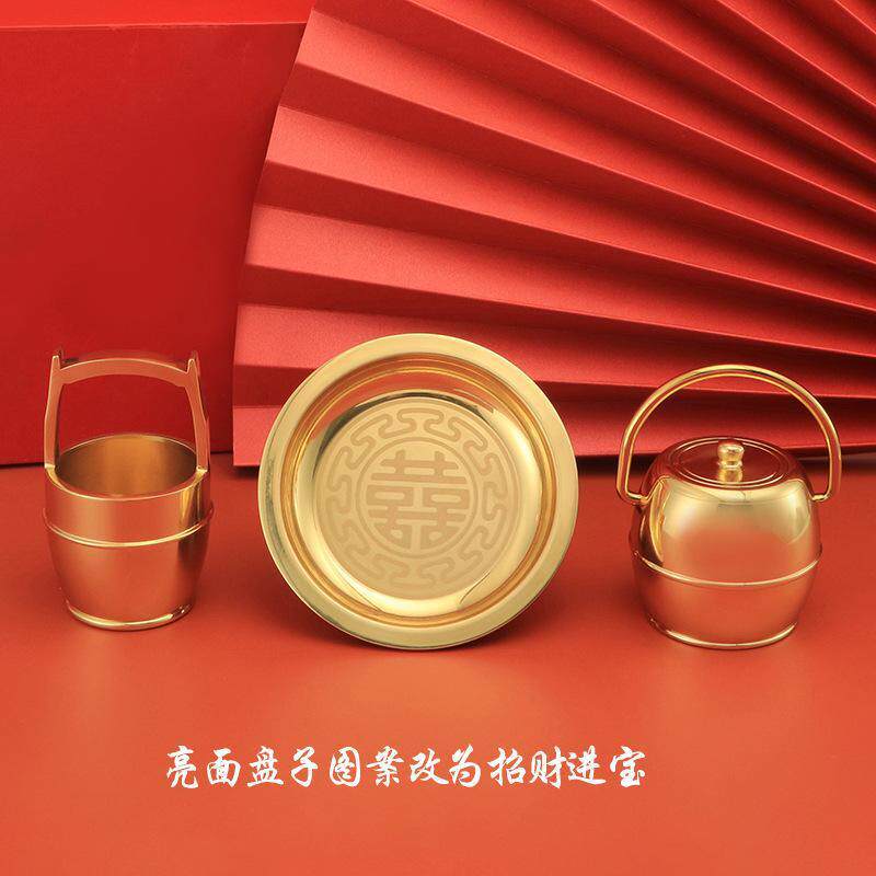 Pure brass children and grandchildren barrel Three sets of wedding gifts wedding gifts accompanied by wedding party Brass Wedding Creative Pendulum-Taobao