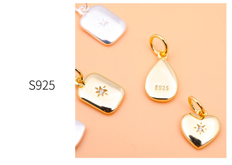 1 Piece 11 * 7mm 12*7mm 8.3*8.8mm 925 Sterling Silver Water Droplets Heart Shape Pendant display picture 1