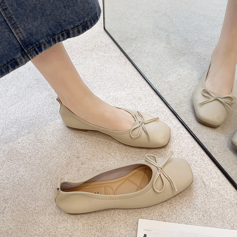 Women's Bow-Tie Soft-Soled Loafers, Summer 2026 New Style, Spring and Autumn Versatile Shallow Mouth Single Shoes, Ballet Flats