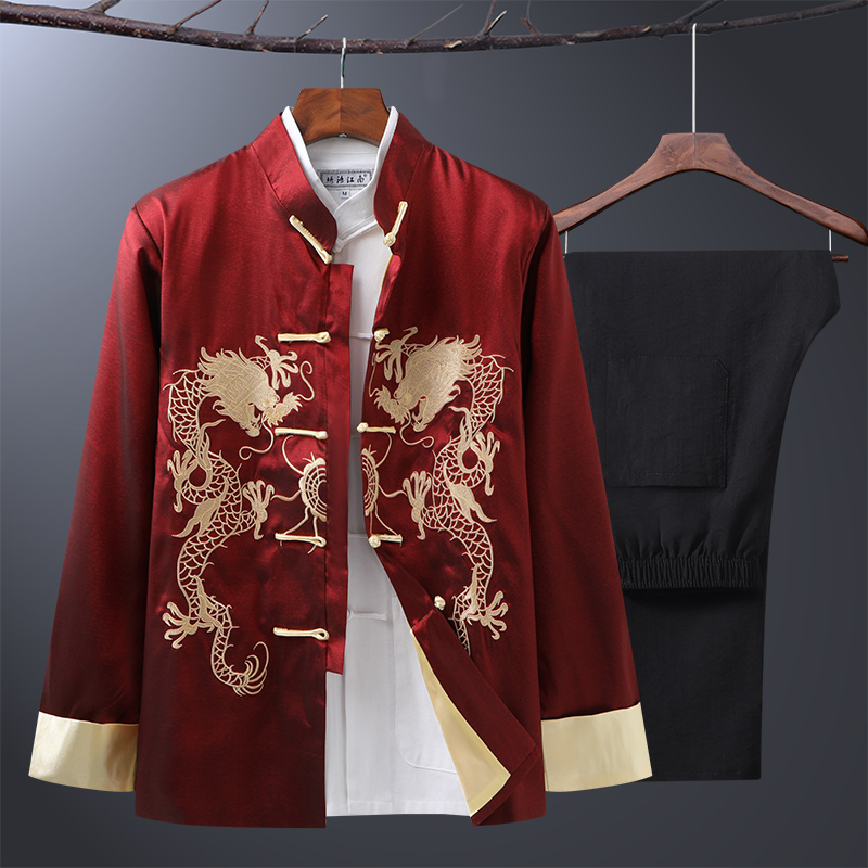 Dang Costume Male Middle-aged elderly Grandfather China Wind Shou Star Elderly 80-year-old Longevity Birthday Clothes Spring Autumn Suit