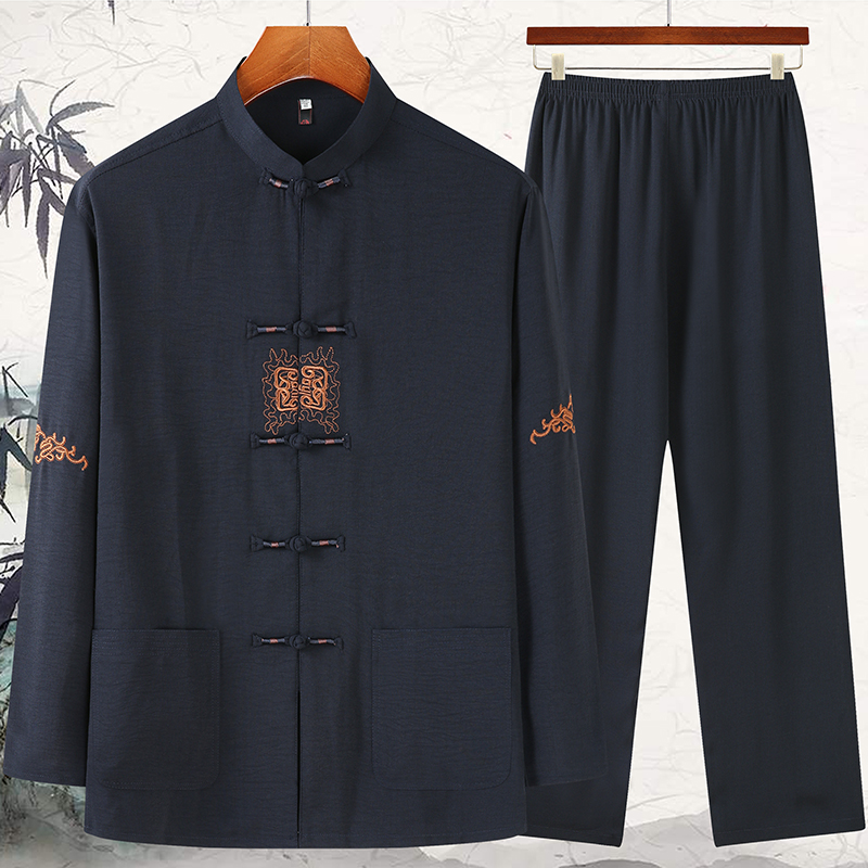 Donan Men's Summer Suite Old age Summer clothes Grandpa Cotton Numb Dad 70 Year Old Loose Older Clothes Thin