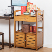 Dining side cabinet Tea rack storage rack Tea table Nanzhu tea tea storage storage storage rack Tea table side cabinets