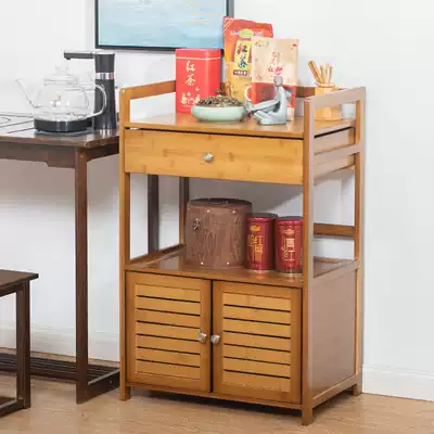 Dining cabinet Tea rack Storage rack Tea table Nanzhu tea tea set storage rack Several cabinets next to the tea table
