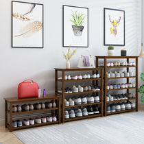 Shoe-changing stool thickened two layers can sit thickened bamboo home simple shoe rack for storage and dustproof multifunctional storage rack