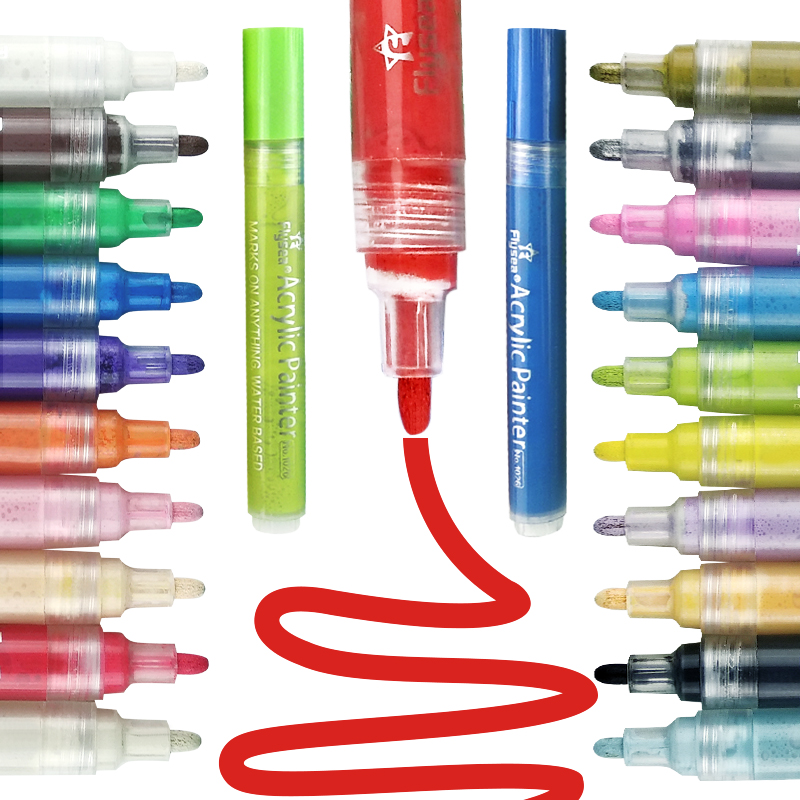 28 color set acrylic microphone pen round head color DIY album pen graffiti black card water-based marker pen bag