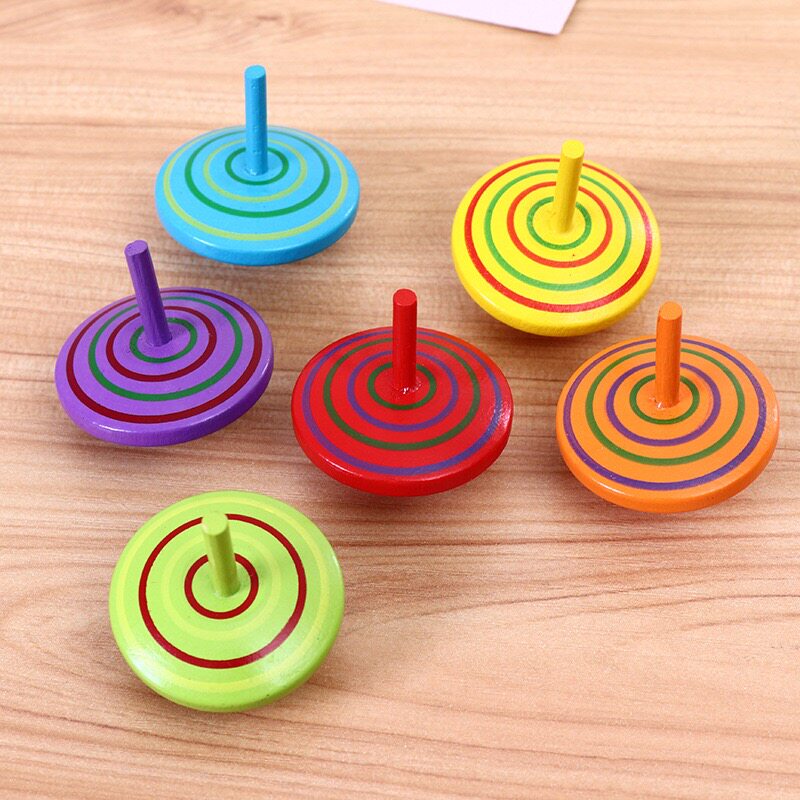 Children's wooden top toy young puzzle mini color creative nostalgic male and female parent-child interaction primary school prizes