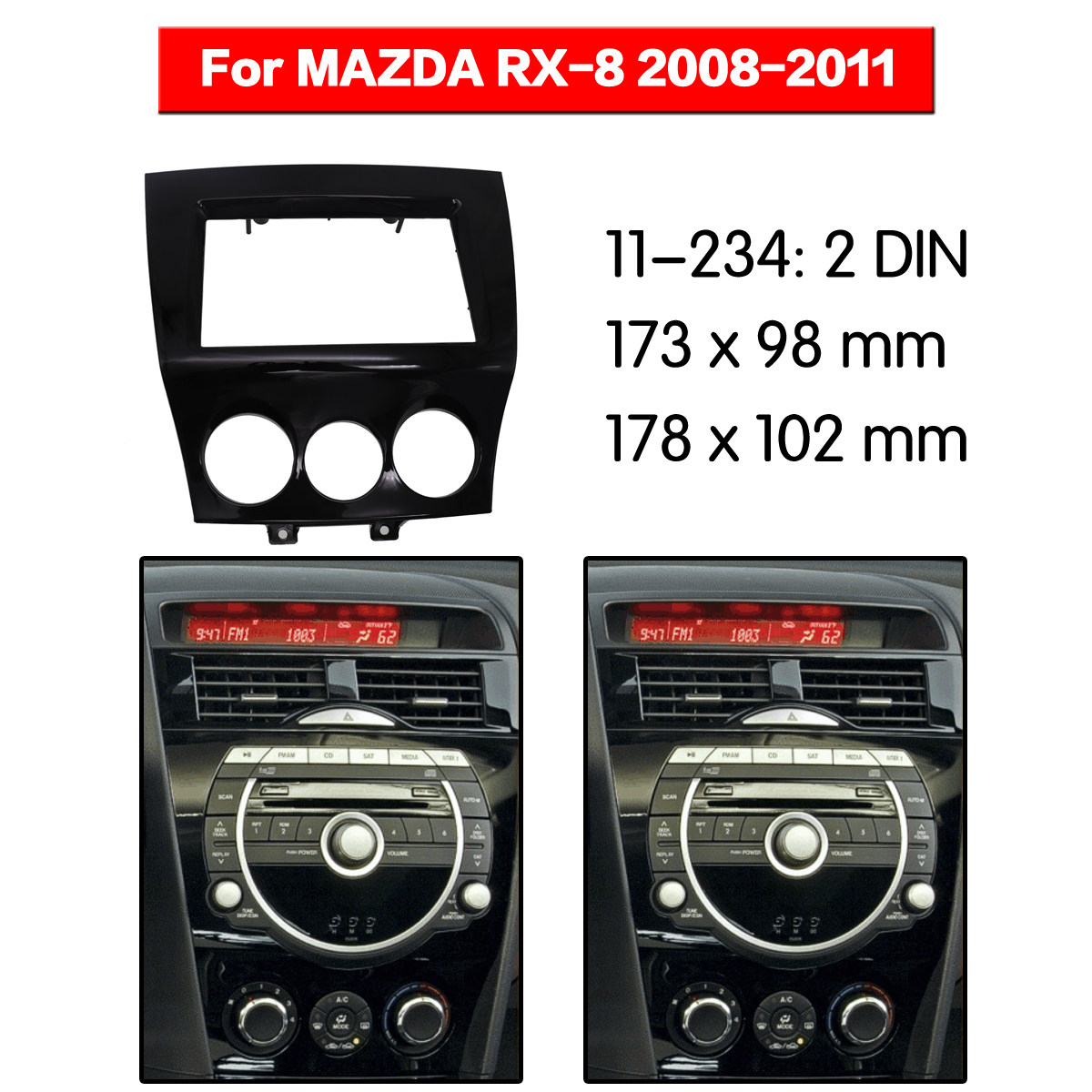 Mazda RX-8 Automotive sound navigation DVD CD Universal machine modified face frame retrofit panel on-board retrofit