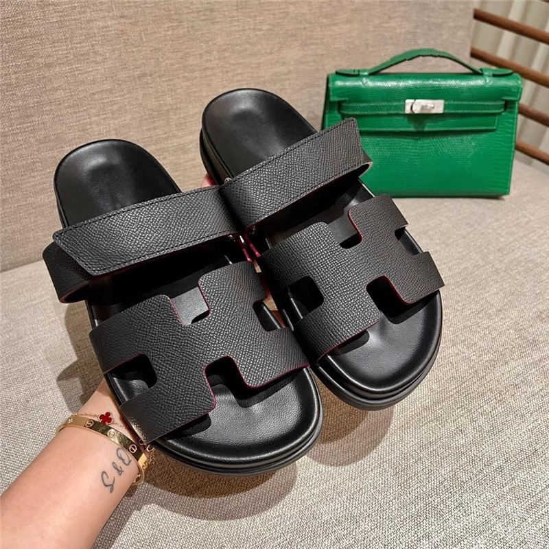 Velcro Two-Jiu Slippers 2024 New Men's Summer Outdoor Thick-Soled Non-Slip Genuine Leather Men's Sandals Women's Slippers