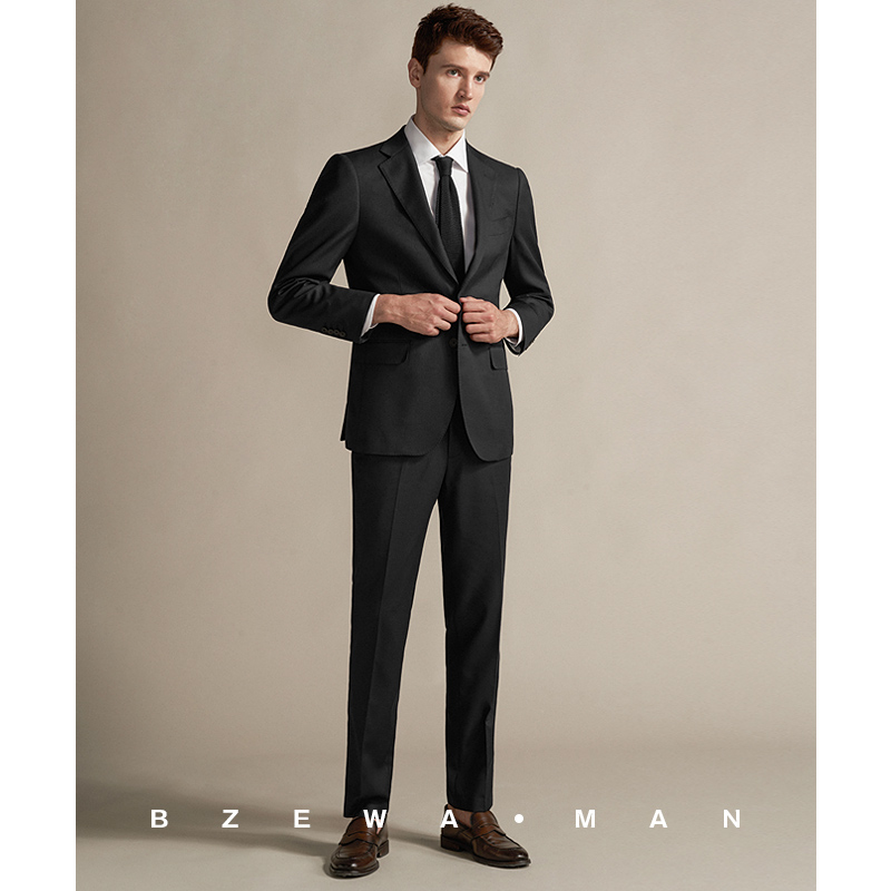 Ba Zehua black suit suit Male business slim work professional suit Groom wedding dress Best man dress