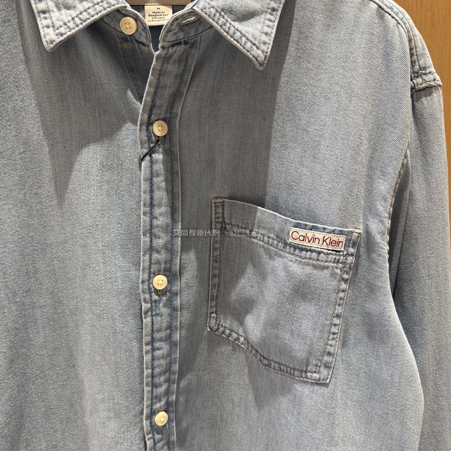товар из китая ck jeans国内代购2025年早秋新款男复古轻薄纯棉牛仔衬衫40bm796 Calvin Klein