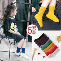 Long High Pure Cotton Children Child Spring Autumn Season Thin middle cylinder Sox small girl boy boy Baosong Songkou cylinder Korea Ocean Gas