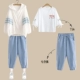 SET [Qiao-Strawberry Short T White +Ran Ran-Slipe Sunscreen Jacket +6008 Штанки