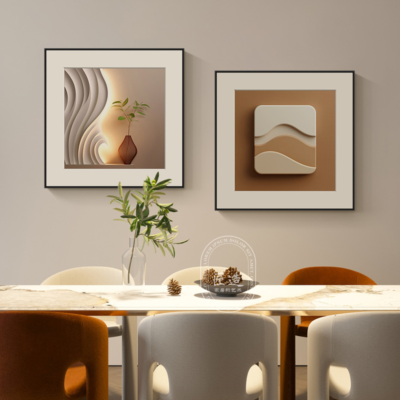 Modern Minimalist Restaurant Decorative Painting with a High-End Feel, Cream-Colored Light Luxury Style, French-Style Living Room Wall Art, Hotel Bedroom Hanging Painting
