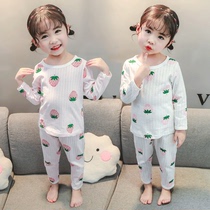 Girl pajamas female spring and autumn 1 cotton 2 sets of head 3 thin 4 year old children girl baby super cute cute home clothes summer
