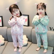 Childrens pajamas autumn and winter flannel 2 years old 3 female baby thick girl child girl girl Coral Spring and Autumn household clothes