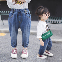 Girls jeans 2021 spring new children Korean trousers women baby loose children wear wide leg pants