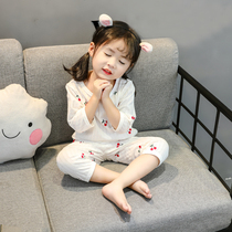 Childrens pajamas summer cotton thin girl baby child air-conditioning clothing girl girl home Clothing Spring and Autumn pullover