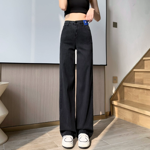 Прямые свободные джинсы, черные тонкие штаны, 2025 года, подходит для подростков