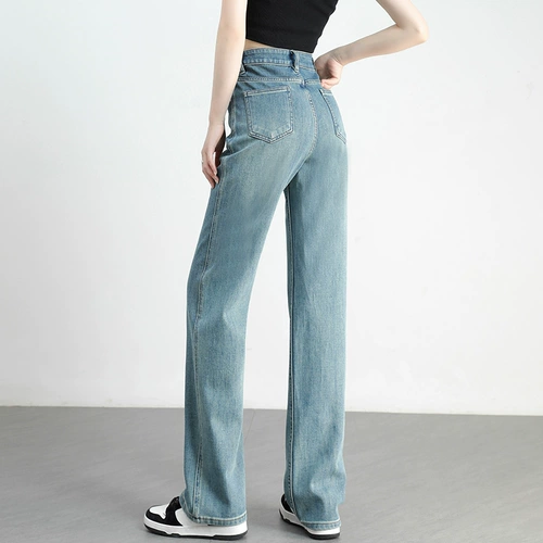 Осенние прямые свободные джинсы, штаны, 2024 года, по фигуре, подходит для подростков, свободный крой, высокая талия