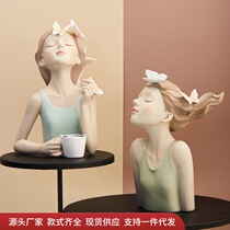 In ins girl butterfly girl fabricated tabletop piece red milk tea store decoration art