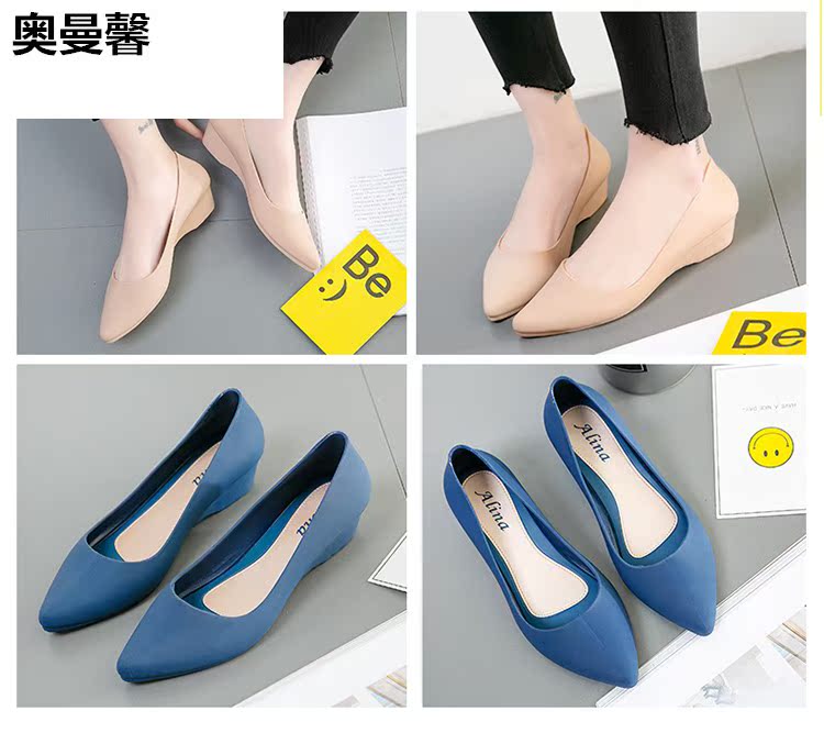 Giày đi mưa mũi nhọn Kiểu thời trang của phụ nữ mang nước bọt nông Phiên bản Hàn Quốc của giày thạch nữ Giày nước thời trang Giày trơn - Rainshoes giày đi mưa crocs