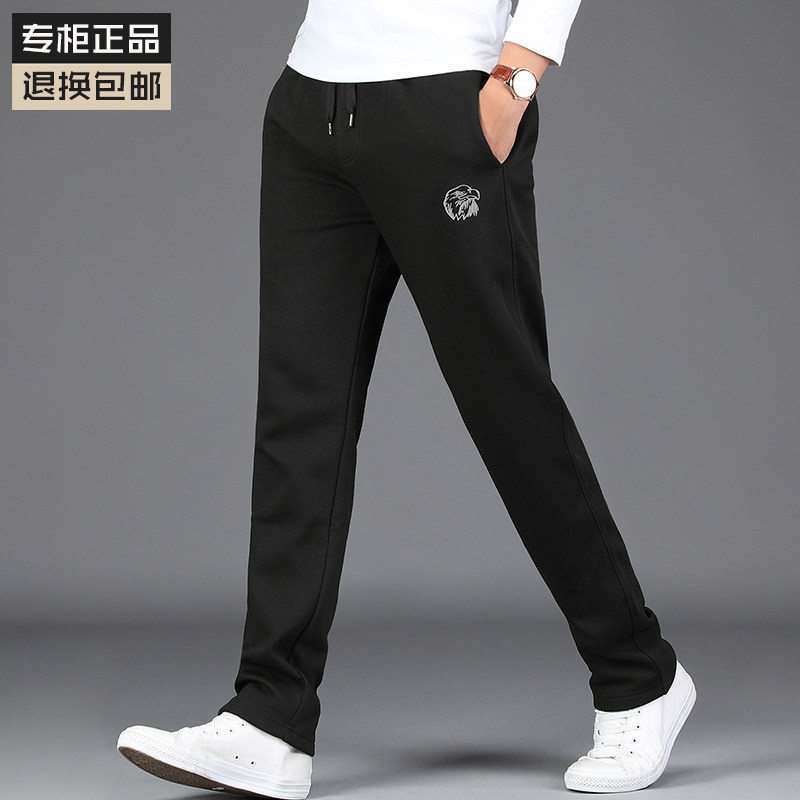 Pure cotton sweatpants men loose straight middle-aged summer elastic slacks thin models dad middle-aged men pants
