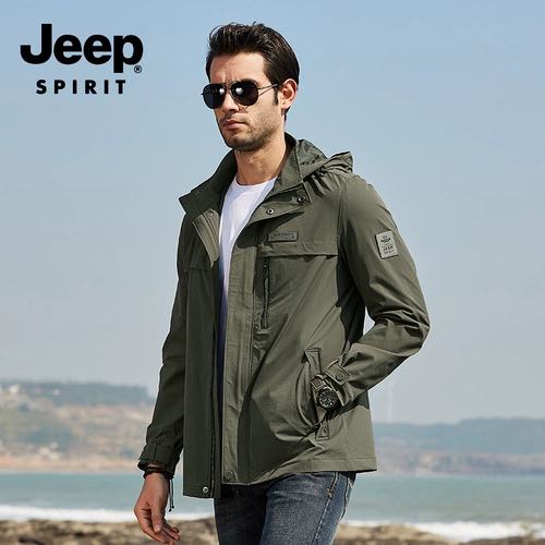 Джип, демисезонная утепленный лонгслив, мужская утепленная дорожная спортивная куртка с капюшоном для отдыха