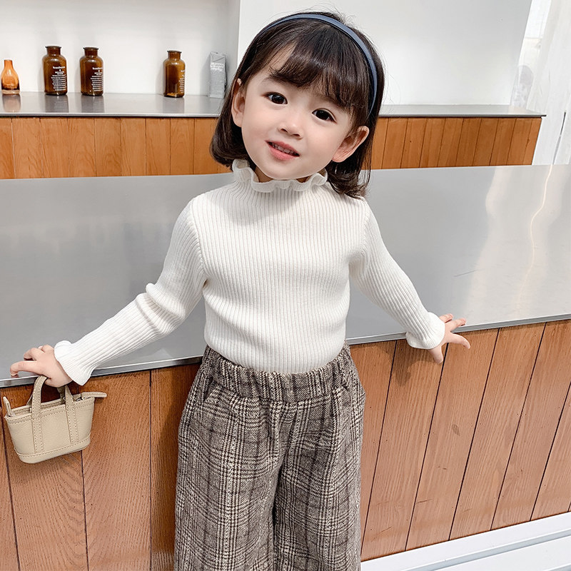 Girl's undershirt white spring and autumn Ocean sends children's cardio-hoodie spring baby high collar sweater lap 2022 new