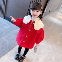 Girls coat autumn and winter 2024 new style childrens style winter quilted baby fashionable winter clothing warm woolen coat