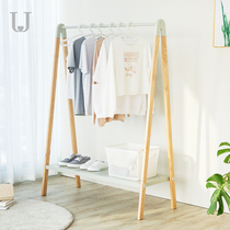 Double J simple hanger home Nordic modern bedroom floor-to-ceiling coat rack solid wood combination rack