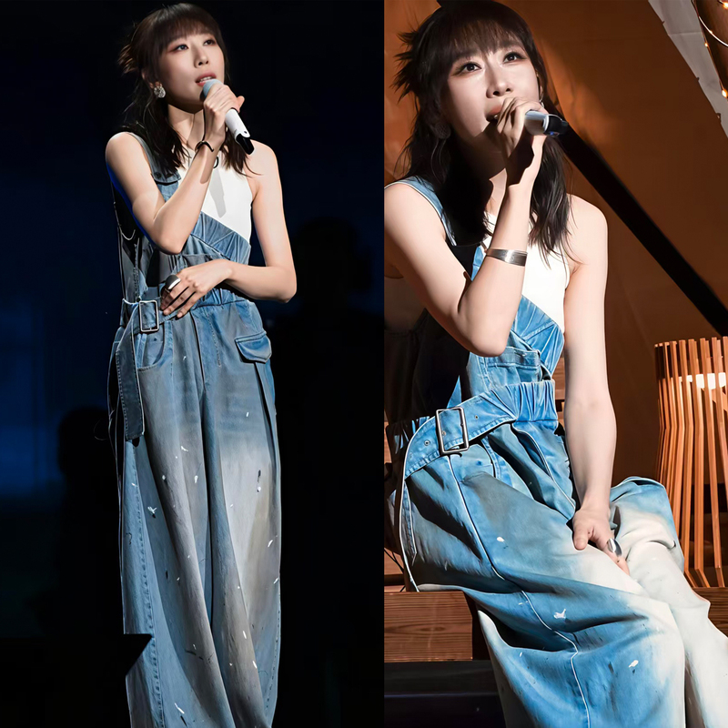 Ren Suixi Concert Music Festival Same Style Denim Overalls for Women, Autumn 2026 New Loose Stage Outfit