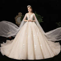 Main wedding dress 2021 new bride little son Super fairy dream Starry Sky tailing French luxury luxury