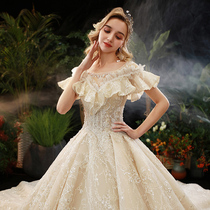 Wedding dress 2021 New European luxury tailing temperament bridal forest Super fairy dream star tremble sound Net Red