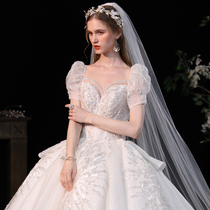 Fugitive Princess Wedding Dresses 2022 New Temperament Brides Small Subsenior Senses Big Tug Tail Bubble Sleeves