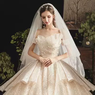 French main wedding dress 2021 New Bride wedding temperament and tail small Man simple court style