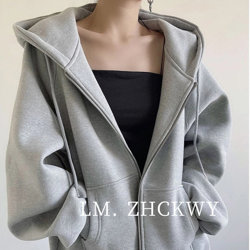 American Style Sweatshirt for Women, Spring, Autumn, and Winter, Vintage Hooded Fleece-Lined Thickened Jacket, Korean Style Versatile Zip-Up Cardigan Top American Style Sweatshirt for Women, Spring, Autumn, and Winter, Vintage Hooded Fleece-Lined Thickened Jacket, Korean Style Versatile Zip-Up Cardigan Top