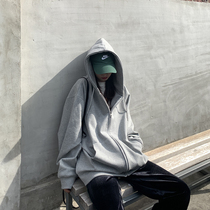 SIXI Sixi home-made spring zipper jacket womens hooded sweater loose Korean version plus velvet wild jacket